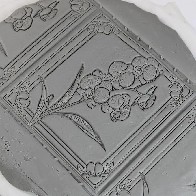 Orchid Clay Texture Roller (4") - Flower Set #01 - Embossing Pattern Roller for Polymer & Ceramic Clay, Pottery & Crafts
