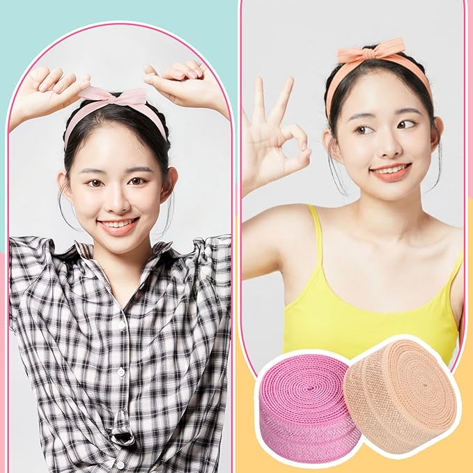 WILLBOND 40 Yards Fold over Elastic Solid Color Trim Elastic 40 Colors Ribbon Sewing Stretch Ribbon Band for Hair Bow DIY Craft Hair Ties Headbands (Pastel Color)