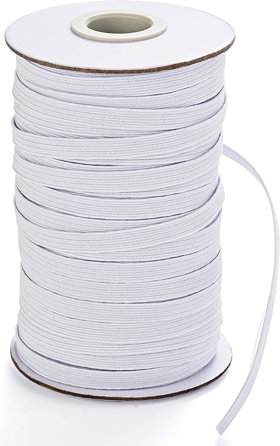 XKDOUS Elastic Band for Sewing, 1/4 Inch 40 Yards White Knit Elastic Bands High Elastic Cord for Sewing Waistband and Pants Waist