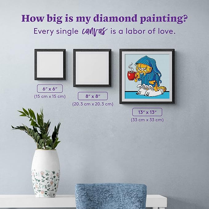 DIAMOND ART CLUB Sleepy and Grumpy Cat Diamond Painting Kit, Fun DIY Crafts for Adults, Square Diamond Art Canvas, 13" x 13"