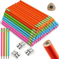 Fainne 102 Pcs Bulk Thick Jumbo Graphite Pencils Set 96 Fat Giant Large Pencils and 6 Sharpeners Enhanced Grip for Art Drafting Writing Drawing Office and Home Use(Colored,Triangle)