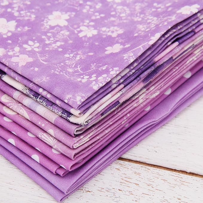 Threadart Exclusive 5 Fat Quarter Bundles - Purple Vintage Prints 100% Cotton Fabric - Premium 100% Cotton Quilting Fabric - No Duplicates - Full Size Fat Quarters 18"x21" - Purple