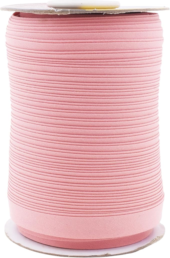 Mandala Crafts 55 Yards 1/2 Inch Blush Double Fold Bias Tape for Sewing - Bias Binding Tape for Quilting Binding, Hemming, Seam, and Fabric Piping