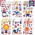 24 Sheets 4th of July Sticker, Make-a-face Sticker for Kids, Independence Day Make Your Own Stickers, Fourth of July American Birthday Patriotic Crafts Stickers, Veterans, Memorial Day