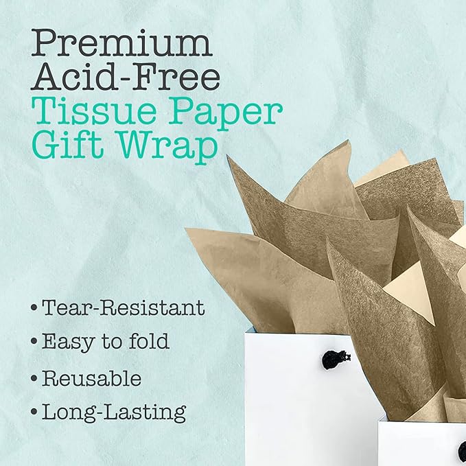 Ocean Tides 300 Sheets (14 x 20 Inches) Christmas Wrapping Paper – Gift Wrapping Tissue Paper Bulk for Crafts, Birthdays, & Holidays – Colored Tissue Papers for Gift Bags & Decorations, Gold