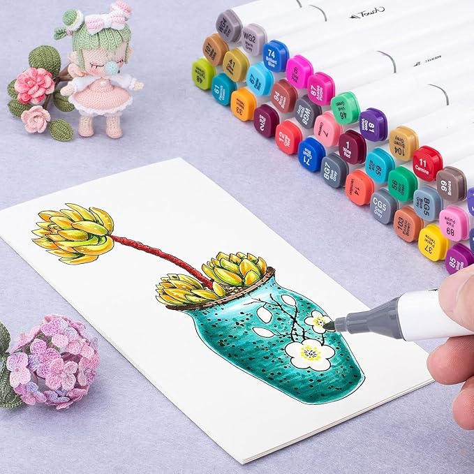 262 Colors Alcohol Markers Set with Base Dual Tip Drawing Markers for Comics Coloring Sketching Illustration (262 White) -Refillable
