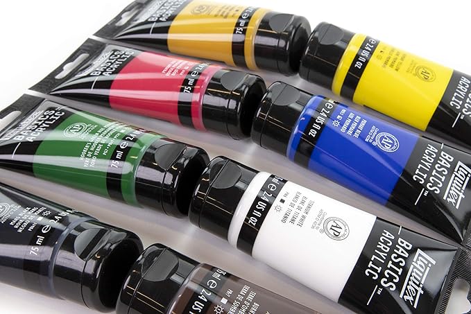 Liquitex BASICS Acrylic Paint Set, 8 x 75ml (2.4-oz) Tube Paint Set