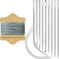 VONEEDL Upholstery Repair Kit: Waxed Sewing Thread (Gray Color) & Heavy Duty Needles (11 PCS) for Leather, Canvas & Quilting Thread