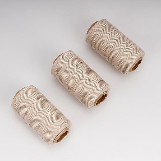 Lusecarl Polyester Thread 110 Yards Each Spool for Hair Extensions, 3 Rolls Weave Sewing Threads for Hand Sewing, Making Wigs DIY (3 Thread, Blond)