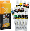 U.S. Art Supply Professional Oil Paint Set - 12 Vibrant Colors in 12ml Tubes for Canvas, Wood & Art Surfaces - Oil Based Paint for Artists, Adults & Students