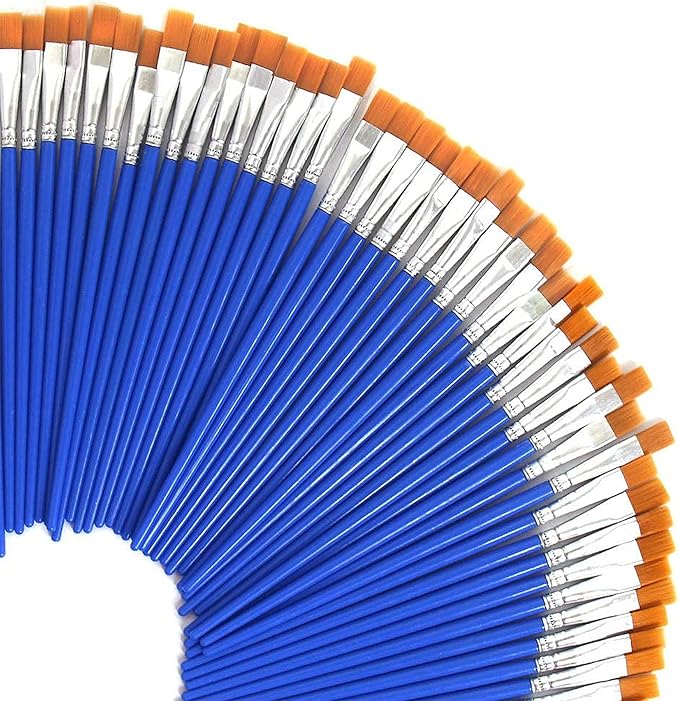UPINS 30 Pcs 9mm Wide Flat Paint Brushes, Acrylic Small Brush Bulk for Detail Painting