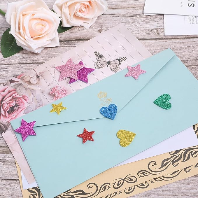 cobee 800 Pcs Heart Star Stickers, Glitter Foam Stickers Stars, Stars Crafts Bubble Sticker for Arts Craft Supplies Greeting Cards Birthday Party Decoration