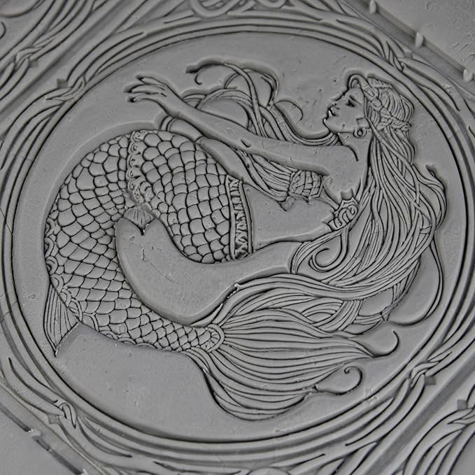 Mermaid Clay Texture Roller (4") - Ocean Set #01 - Embossing Pattern Roller for Polymer & Ceramic Clay, Pottery & Crafts