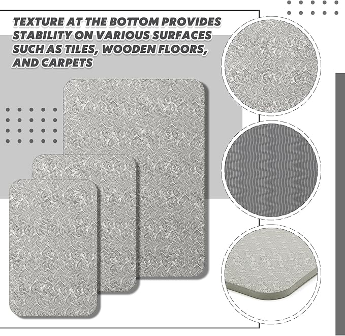 3 Pcs Sewing Machine Muffling Mat Pedal Mat Sewing Machine Pad No Slip Rubber Stay in Place Mats for Calms Vibration(Gray,15 x 20 Inch,14 x 9 Inch,14 x 11 Inch)