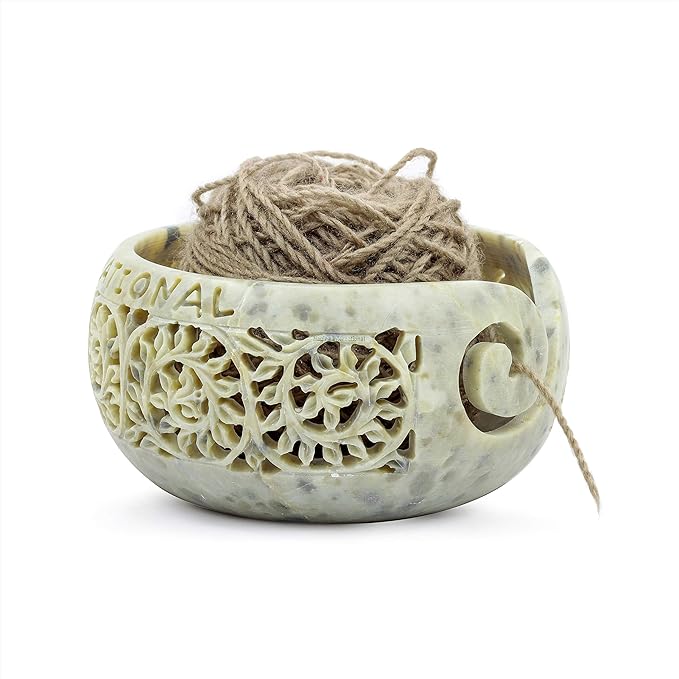 Nagina International Stone Carved Beautiful Yarn Ball Storage Bowls | Yarn Storage Bowl & Accessories