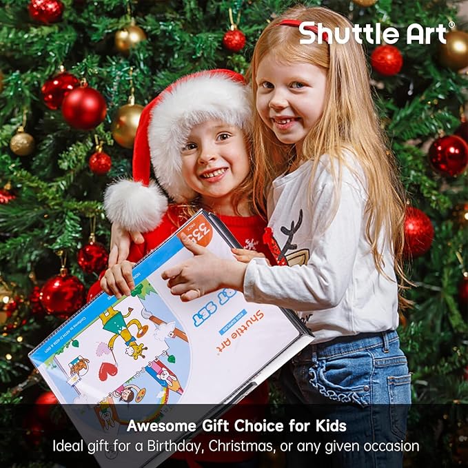 Shuttle Art 335 Piece Kids Art Set, Multi-Media Art Supplies, Gift Art Kit with Trifold Easel, 2 Drawing Pads, 2 Coloring Books, Oil Pastels, Crayons, Watercolors, Markers, Colored Pencils (Black)