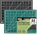U.S. Art Supply 9" x 12" Self-Healing Cutting Mat 5-Ply (2 Pack) - Double-Sided Green/Black Craft Mat, Non-Slip Cutting Mats for Crafts, Sewing, Quilting, Scrapbooking