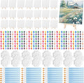 Qilery 24 Set 8 x 8 Inch Canvas Boards and Easel for Painting, Acrylic Paint Strips, Palettes, Brushes, Canvases Painting Kits for Kids Adults Artists Beginners Oil Acrylic Painting Party Favors