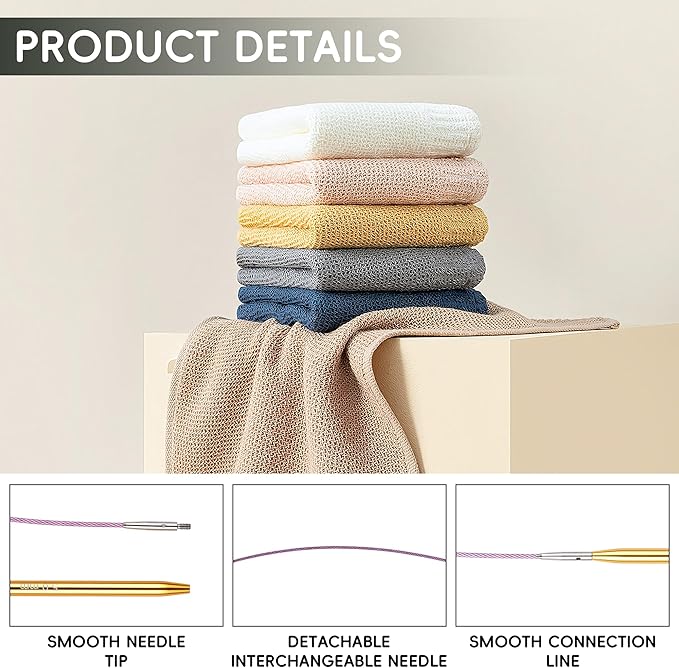 Interchangeable Circular Knitting Needles Set - 13 Pairs | Premium & Accessories | Knit Picks Interchangeable Needles | Circular Knitting Needles for Expert Crafting(Multicolored)