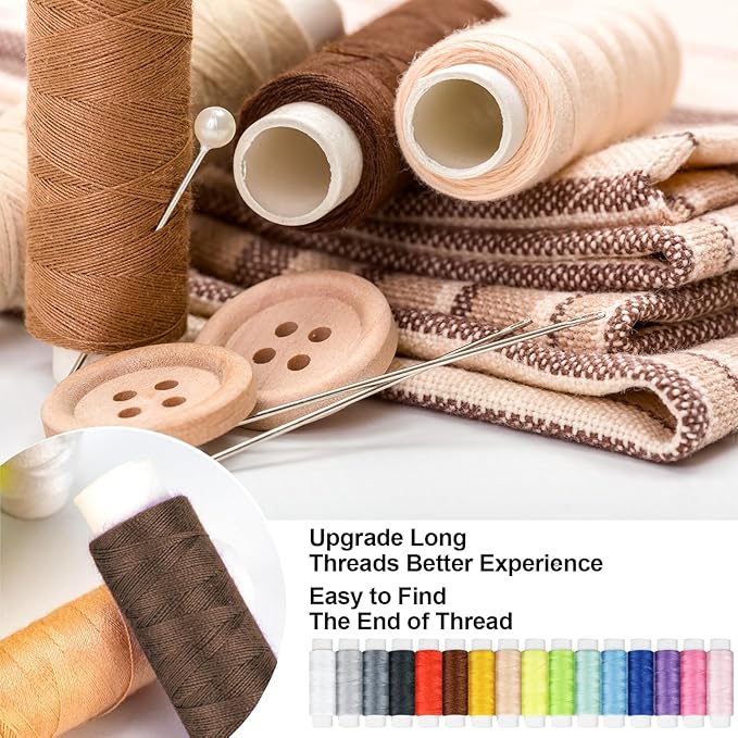 MIXCOOL Sewing Kit for Adults, Beginners, Needle and Thread Kit, Portable Sewing Supplies, Contains Thread, Scissor, Needles, Measuring Tape