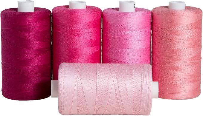 Connecting Threads 100% Cotton Thread Sets - 1200 Yard Spools (Set of 5 - Rosy Glow)