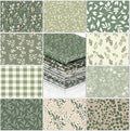 Hahafelt 10 Pcs Sage Green Floral Quilting Fabric 18 x 22 Inch Spring Leaves Fabric Jelly Sage Green Flower Precut Quilting Strips for Spring Summer Craft Sewing DIY