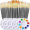 Paint Brushes Palettes Set by DUGATO, 2 Packs/20pcs Round Pointed Tip Nylon Hair Brushes with 5 Paint Trays for Acrylic Watercolor Oil Gouache Tempera and Body Painting (Black)