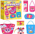 MGparty Sewing Kit for Kids, DIY Beginner Sewing Kit with 7 Cute Cartoon Bags Purses to Make Unicorn, Bunny, Bear, Rainbow Crafts for Girls Boys Educational Sewing Toy Gift