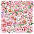 Pink Floral Waterproof Stickers for Scrapbooking – 50pcs Transparent Flower Decals for Journaling, Planner, Cardmaking, Laptops, Mug Decoration