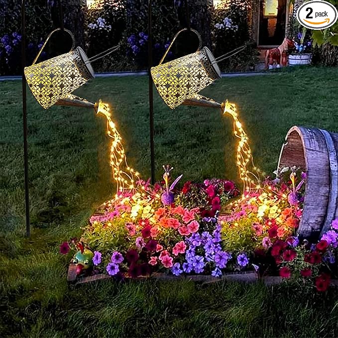 VOOKRY Solar Watering Can Lights, 2 Pack Large Hanging Solar Lights Outdoor Waterproof Garden Decor Outside for Patio Yard Porch Lawn, Gardening Gifts for Mom Women Grandma Birthday Christmas