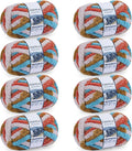 Chunky Yarn for Hand Knitting - #10 Chunky Chenille Blanket Yarn, Jumbo Big Thick Chunky Yarns for Crocheting, Tie Dye Bulky Knit Yarns, 8 Skein (25 yds 8 oz Each Skein), Orange&Mustard&Beige