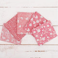 Threadart Exclusive 5 Fat Quarter Bundles - Pink Vintage Prints 100% Cotton Fabric - Premium 100% Cotton Quilting Fabric - No Duplicates - Full Size Fat Quarters 18"x21" - Pink