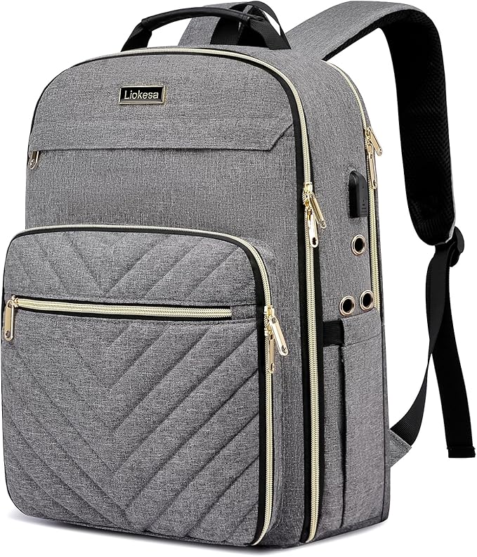 Knitting Bag Backpack, Crochet Bag Tote, Large Yarn Storage Tote Bag with USB Charging Port, Yarn Holder Case for Carrying Projects, Knitting Needles, Yarn Supplies, Grey