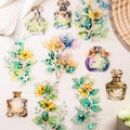 Yoksas 60 Pcs Large Holographic Shiny Flower Vase Scrapbooking Stickers - Transparent Sparkle Watercolor Flowers Plants Decals for Scrapbook,Journals,Resin Art,Botanical Garden Artistic