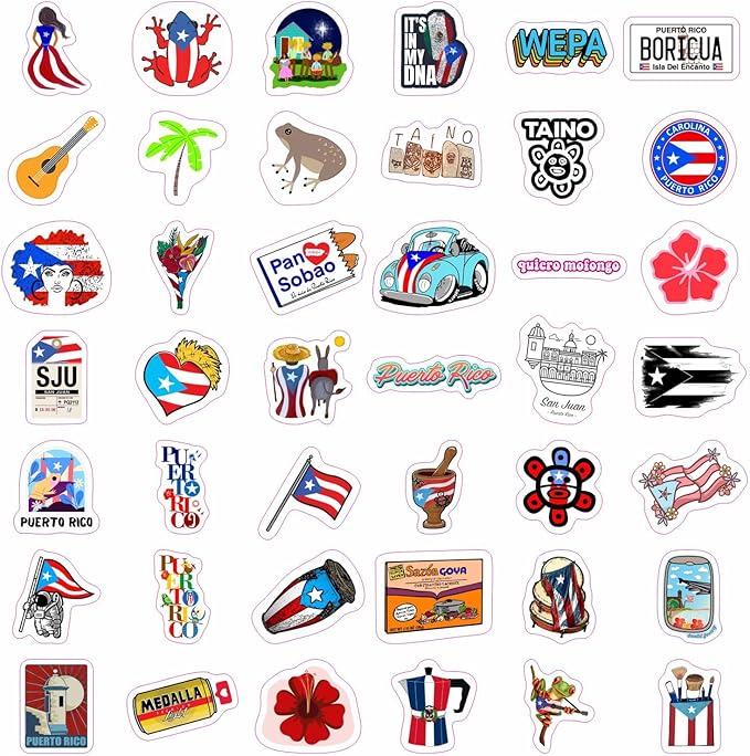 BulbaCraft Puerto Rico Stickers, Puerto Rican Stickers for Water Bottles and Laptop, Gifts for Women & Men