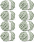 Inhand 8 Pack Chunky Chenille Yarn for Crocheting–30.6 Yards, 7.7oz, Soft Fluffy Thick Yarn, Gifts for Women/Grandma Birthday Christmas Unique, Hand Knitting for Blankets & DIY Crafts (Sage Green)
