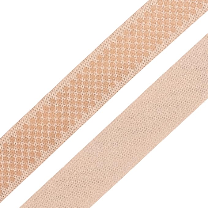 Mandala Crafts 1.5 Inch Elastic Silicone Gripper Tape for Clothing - 10 Yds Dotted Non Slip Elastic Band for Sewing - Nude Silicone Flat Fabric Stretchy Ribbon Straps