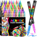72 Colors Acrylic Paint Markers, Brush Tip Acrylic Paint Pens for Painting Rocks, Wood, Canvas, Glass, Fabric, Egg, Stone and DIY Crafts for Adults, Kids Art Supplies