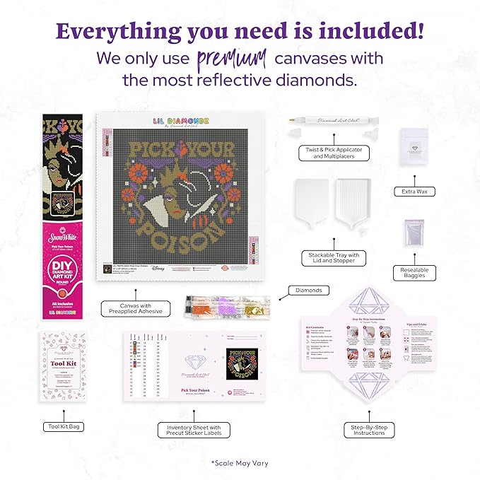 DIAMOND ART CLUB Pick Your Poison Diamond Painting Kit, Fun DIY Crafts for Adults, Round Diamond Art Canvas, 13" x 13"