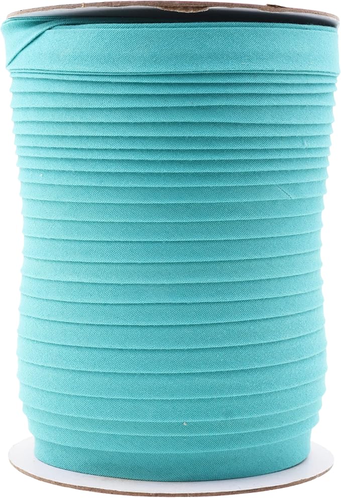 Mandala Crafts 55 Yards 1/2 Inch Aquamarine Double Fold Bias Tape for Sewing - Bias Binding Tape for Quilting Binding, Hemming, Seam, and Fabric Piping