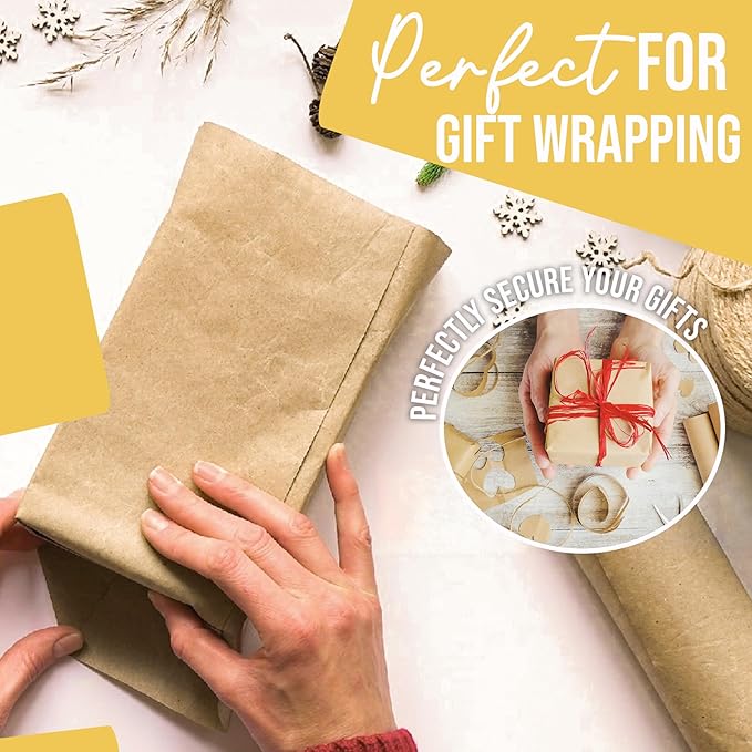 Natural Kraft Paper 17.75" X 1320" (110' Ft) - Brown Colored Roll - Wrapping & Shipping Paper - Perfect for Crafts & Packing by Crown Display