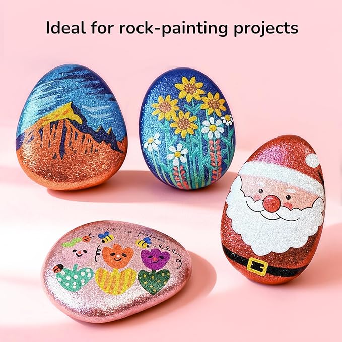 Glitter Acrylic Paint Markers 14 Colors– Metallic Paint Pens for Rock Painting, Wood, Ceramic, Paper & DIY Crafts – 0.7mm Fine Tip Glitter Markers for Scrapbooking, Card Making & Journaling
