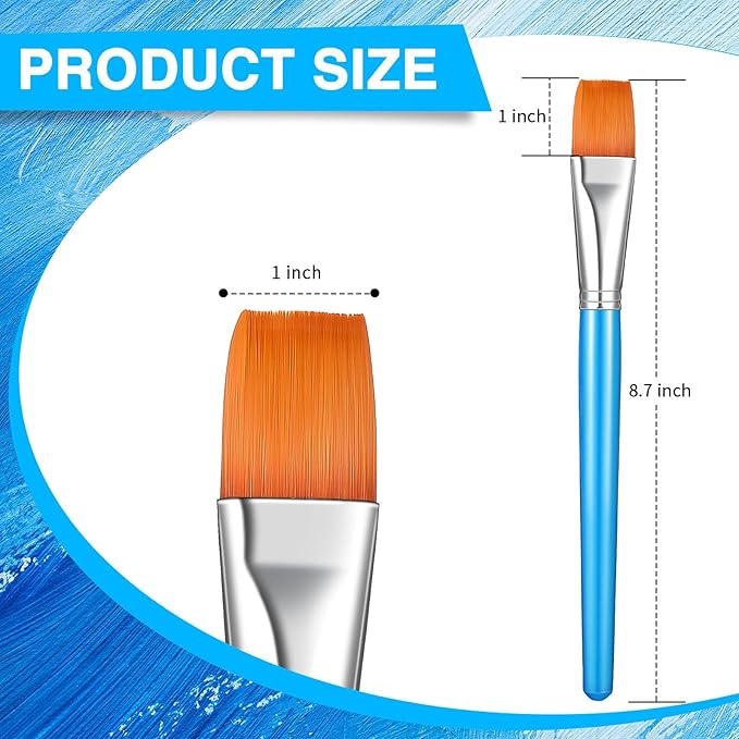 Zonon 20 Pcs Flat Paint Brushes Acrylic Painting Craft Accessories Classroom Prizes Gifts Small Watercolor Paint Brushes Bulk for Adult Artist Detail Oil Canvas Face(1 Inch,Blue)