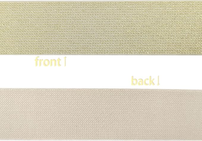 Glitter Yellow Knit Elastic Band for Sewing 1-1/2inch 5 Yards Metallic Gold Ribbon Trims Spool Non-Slip Heavy Elastic Stretchy Strap for Pants Waistband-Wigs-Skirts-Craft Projects