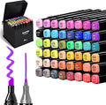 Alcohol Markers, 48 Colors Art Drawing Permanent Marker Set for Kids Adult Coloring Painting Supplies, Dual Tips Fine & Chisel Coloring Marker for Artist Illustration Sketch Books