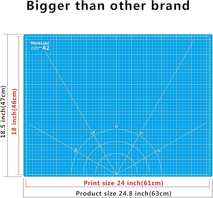 WORKLION 18'' x 24'' Large Self Healing PVC Cutting Mat, Double Sided, Gridded Rotary Cutting Board for Craft, Fabric, Quilting, Sewing, Scrapbooking - Art Project…