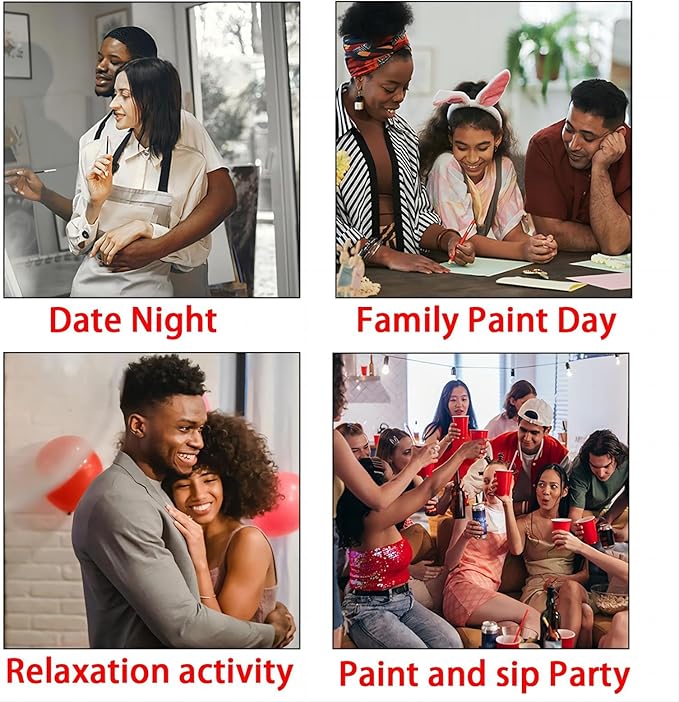 VALLSIP 2 Pack Paint and Sip Black Canvas Painting Kit Pre Drawn Canvas for Painting for adults Stretched Canvas Couples Games Date Night Cardinalis Winter Christmas Anniversary Couple Paint Party