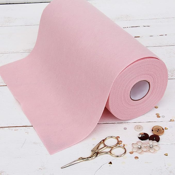 Threadart Premium Felt Roll - 12" x 10yd - Light Pink | Soft Wool-Like Feel | 1.2mm Thick Fabric for DIY Crafts, Sewing, Crafting Projects | Compatible with Cricut Maker