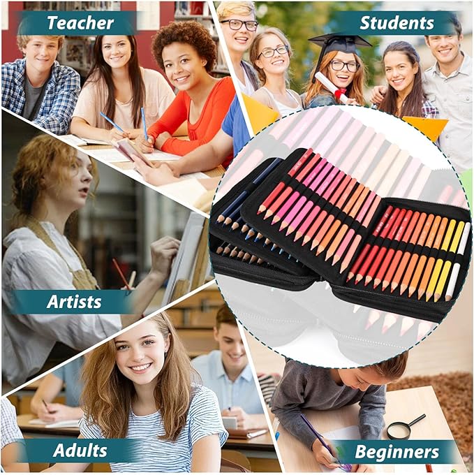 72 Colored Pencils for Adult Coloring Books, Perfect for Coloring, Oil-Based Cores Pencils Set with Zipper Case, Eraser and Sharpener Coloring Pencils for Adults, Beginners,Artists