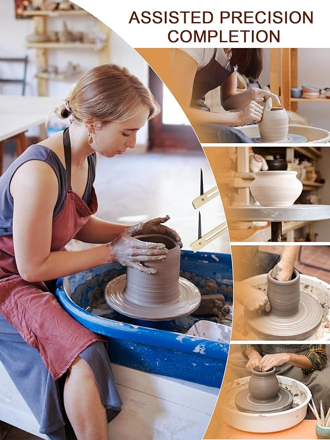 BKALEME Pottery Throwing Gauge, 2 Ways to Install, Compact Clip-on Pottery Throwing Stick, Pottery Ceramics Clay Tool for Making Repeat Forms, for Pottery Wheel & Forming Machine